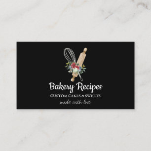 Tarjeta De Visita Rodillo de Black Whisk Panadería casera Chef