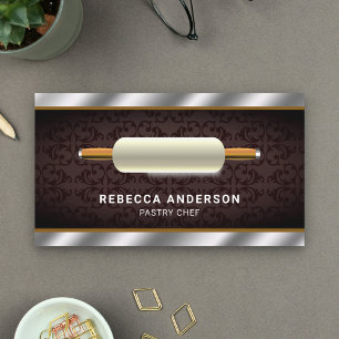 Tarjeta De Visita Rodillo de cocina de acero metálico para reposterí
