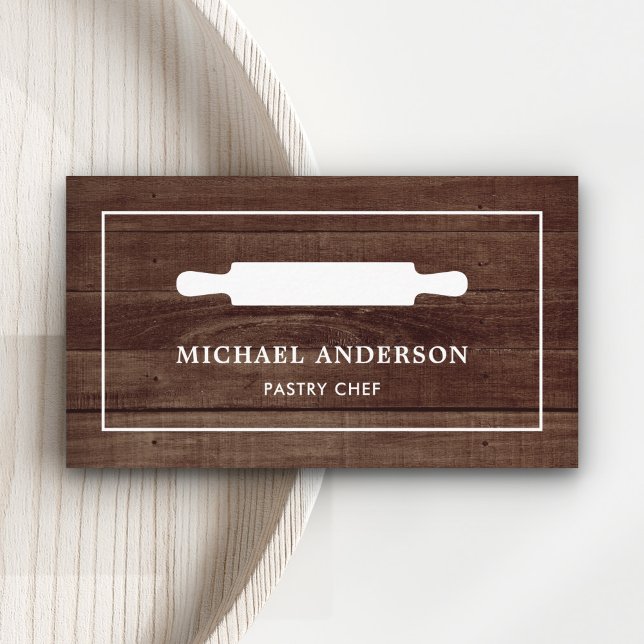 Tarjeta De Visita Rodillo de cocina de madera rústica blanco pastele (Subido por el creador)