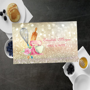 Tarjeta De Visita Rodillo de cocina Whisk, Mezclador Bokeh Elegante
