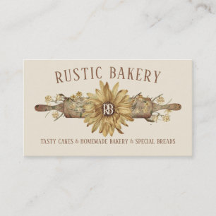 Tarjeta De Visita Rodillo de madera retro beige Panadería del giraso