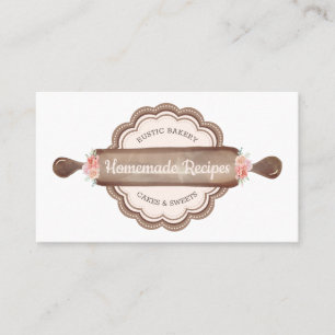 Tarjeta De Visita Rodillo de panadería de recetas caseras marrones