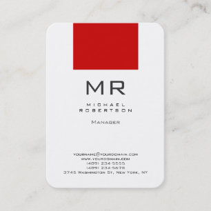 Tarjeta de visita roja blanca de esquina redondead