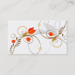 Tarjeta de visita roja blanca floral elegante