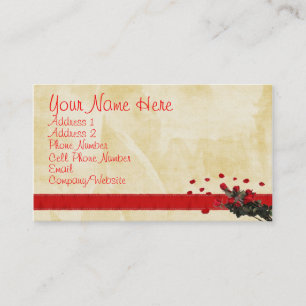 Tarjeta de visita roja de la cinta y de los rosas