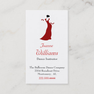 Tarjeta de visita roja de la danza de salón de