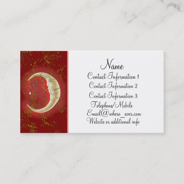 Tarjeta de visita roja de la luna de la perla (Anverso)