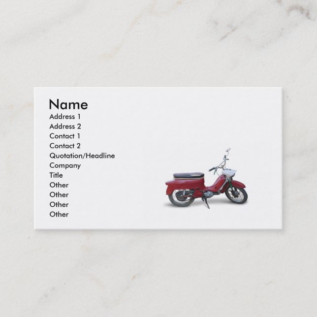 Tarjeta de visita roja de la vespa (Anverso)