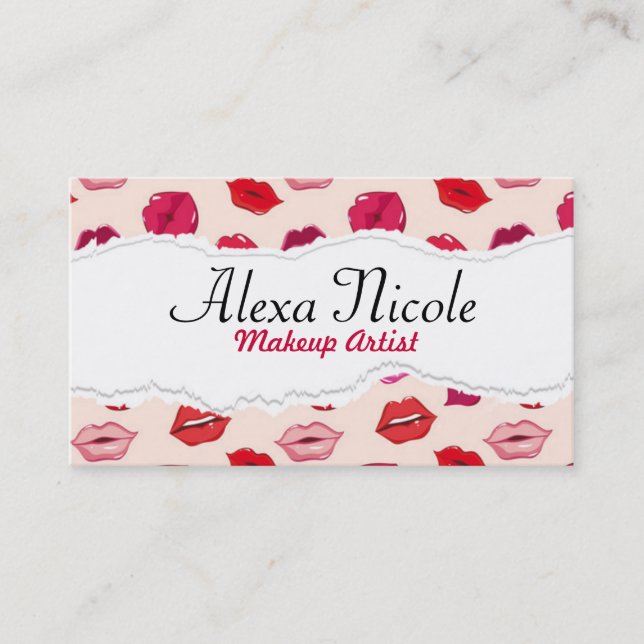 Tarjeta de visita roja de los labios (Anverso)