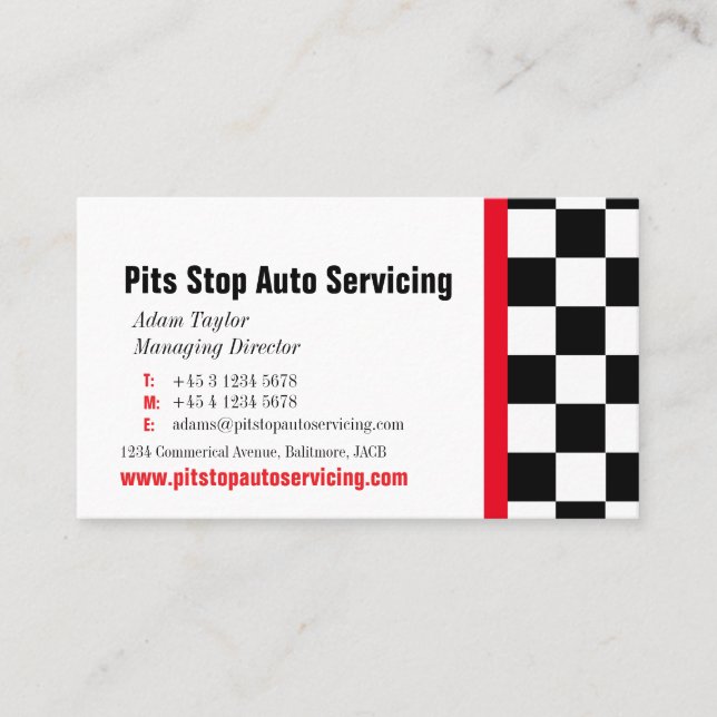 Tarjeta de visita roja de mantenimiento de la (Anverso)