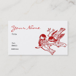 Tarjeta de visita roja del diseño de los pájaros