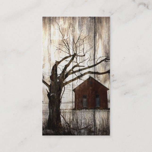 Tarjeta de visita roja del granero del país (Anverso)