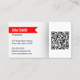 Tarjeta de visita roja del traductor de código de
