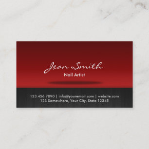 Tarjeta de visita roja elegante del arte del clavo