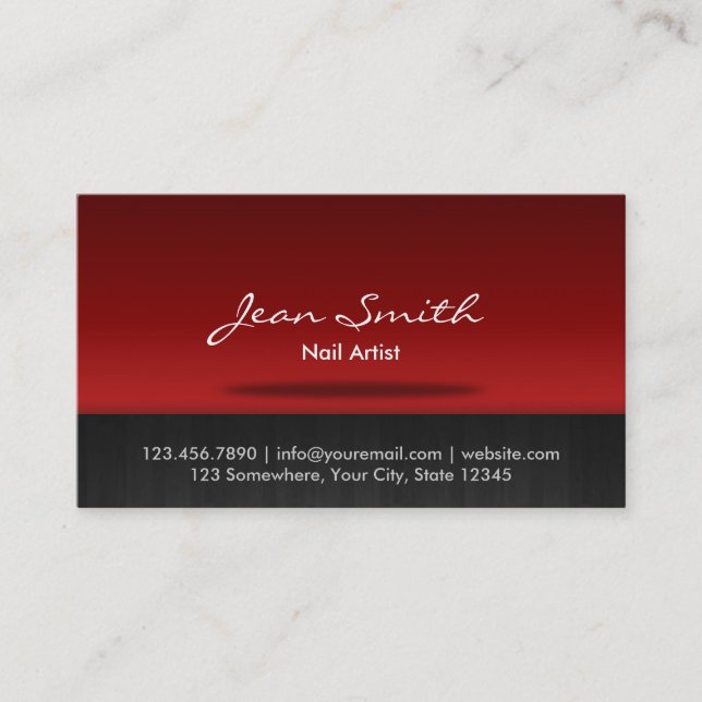 Tarjeta de visita roja elegante del arte del clavo (Anverso)