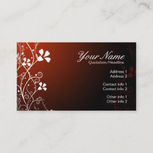 Tarjeta de visita roja floral blanca de RedFlorali