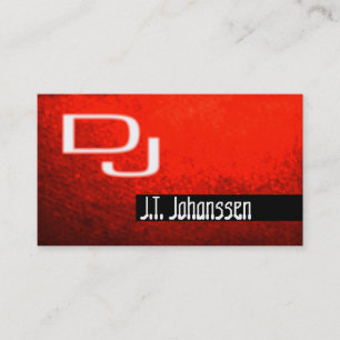 Tarjeta de visita roja moderna de DJ del
