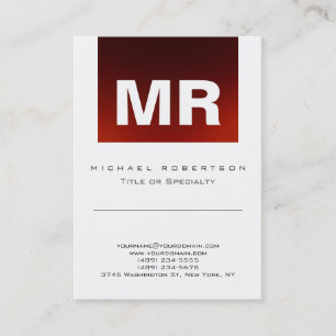 Tarjeta de visita roja monograma chic