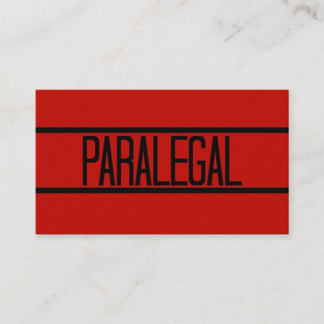 Tarjeta de visita roja Paralegal (Anverso)