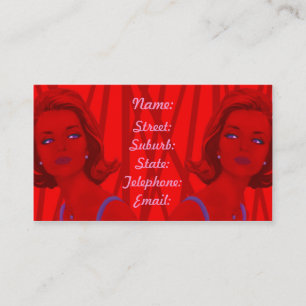 Tarjeta de visita roja retra de los peluqueros 60s
