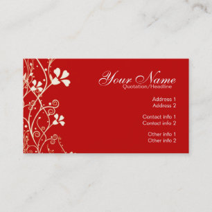 Tarjeta de visita roja vibrante de Florali