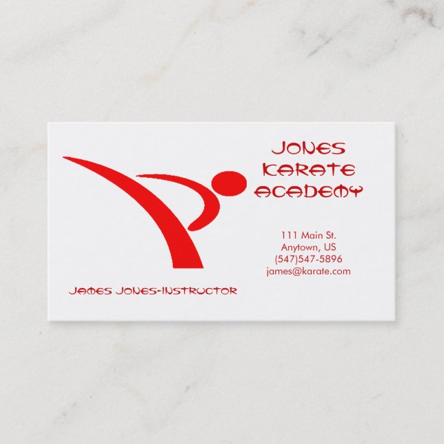 Tarjeta de visita roja y blanca de los artes (Anverso)