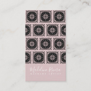 Tarjeta De Visita Rojizo Rosa Negro Mandala Yoga Macramé