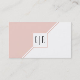 Tarjeta De Visita Rojizo rosa y blanco monograma moderno geométrico