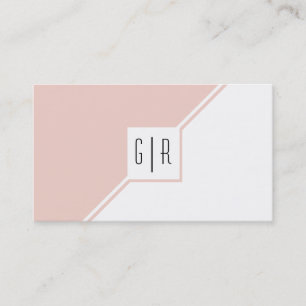 Tarjeta De Visita Rojizo rosa y blanco monograma moderno geométrico