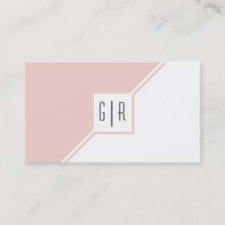 Tarjeta De Visita Rojizo rosa y blanco monograma moderno geométrico