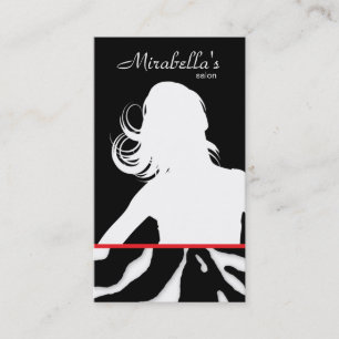 Tarjeta De Visita Rojo animal del negro del salón de pelo de la