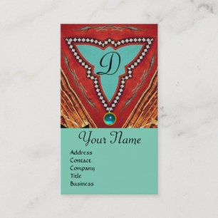 TARJETA DE VISITA ROJO AZUL MONOGRAMA TRIANGULAR GEOMÉTRICO ABSTRACT