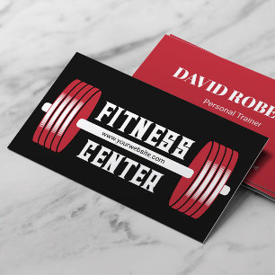 Tarjeta De Visita Rojo Barbells entrenador personal negro fitness