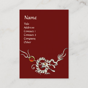 Tarjeta De Visita Rojo blanco del MONOGRAMA del RUBÍ del DRAGÓN   2