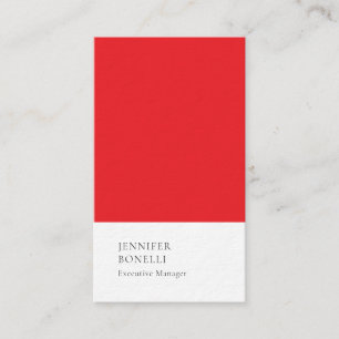 Tarjeta De Visita Rojo blanco minimalista moderno grueso lujoso de m