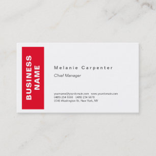 Tarjeta De Visita Rojo Blanco Minimalista Moderno Sencillo