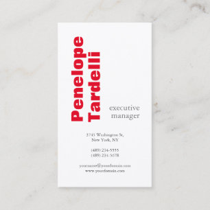 Tarjeta De Visita Rojo Blanco Negrita Moderno Simple Llanto Premium