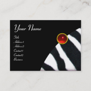 Tarjeta De Visita ROJO BLANCO NEGRO ZEBRA FUR MONOGRAM ,Ruby