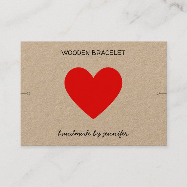 Tarjeta De Visita Rojo brillante Me encanta el soporte de pulsera he (Anverso)