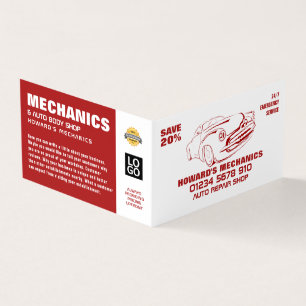 Tarjeta De Visita Rojo clásico, mecánico automático y reparaciones,