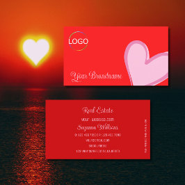 Tarjeta De Visita Rojo con espléndido corazón rosado y logotipo Mode