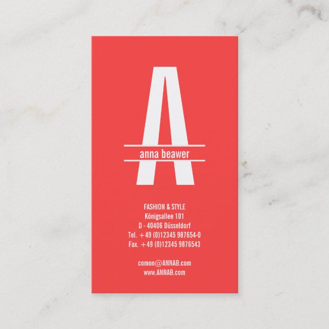 Tarjeta De Visita Rojo coral gráfico (Anverso)
