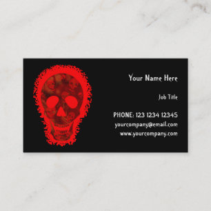 Tarjeta De Visita Rojo de cráneo grande horizontal