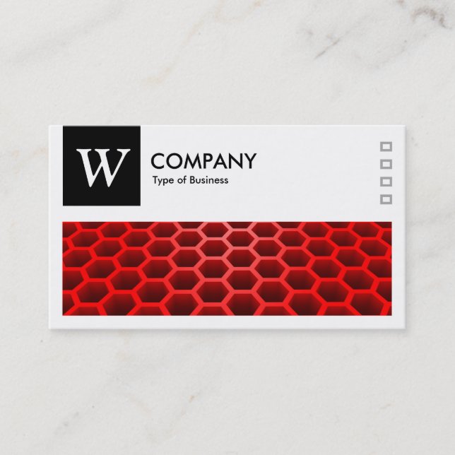 Tarjeta De Visita Rojo de Honeycomb - Logo y Panel v2 - Negro (Anverso)