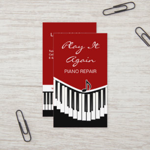 Tarjeta De Visita Rojo de la música del piano