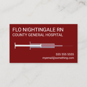 Tarjeta De Visita Rojo de la vacuna contra la gripe de la enfermera