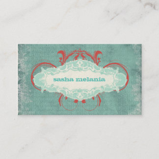Tarjeta De Visita Rojo de tormento de la turquesa de la