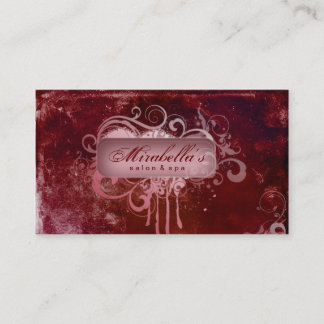 Tarjeta De Visita Rojo del balneario del salón de la flor de la
