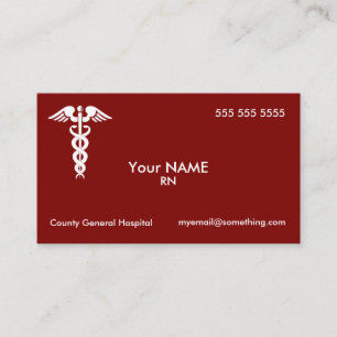 Tarjeta De Visita Rojo del caduceo de la enfermera