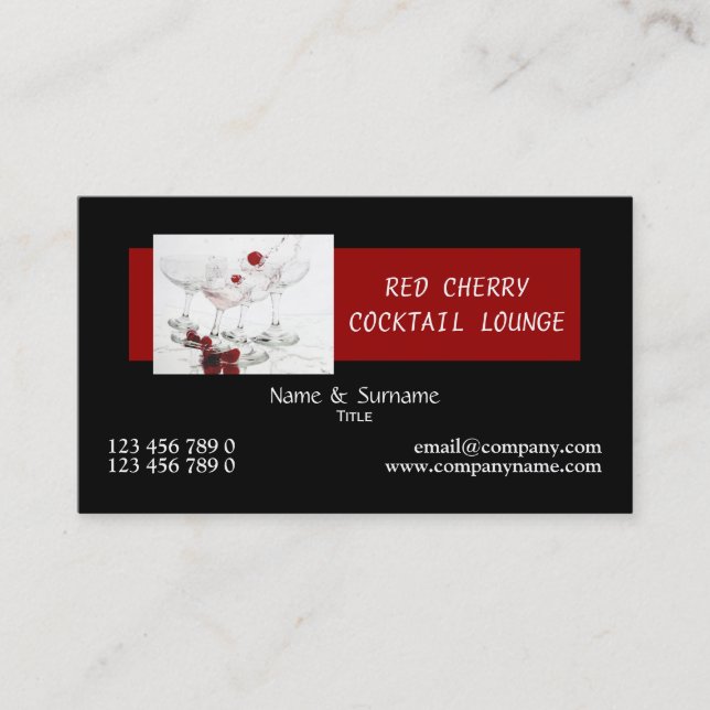 Tarjeta De Visita Rojo del negro del mixologist del restaurante del (Anverso)